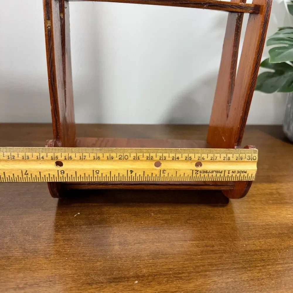Vintage Hanging Trinket Shelf Wood 3 Tier Shelves Display MCM 1942 6.5x15